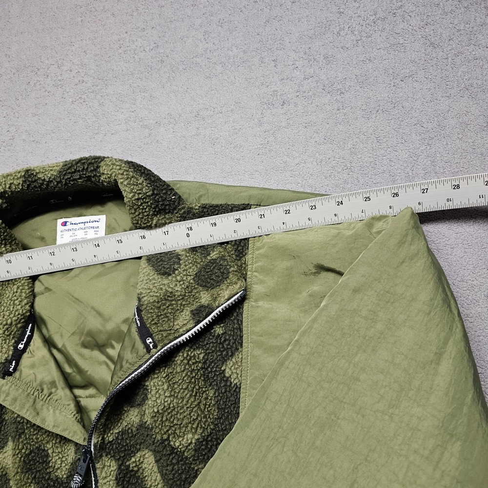 Champion Mens 2XL Anorak Windbreaker Olive Green Black Camo Quarter Zip V7405 - Picture 5 of 14
